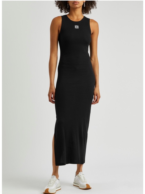 Loewe Dresses & Skirts - NEW LOEWE Anagram Ribbed Cotton Tank Maxi Dress Black Size S Luxury Minimalist